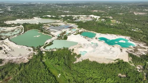 Aerial Mining Lake with Turquoise Water Landscape