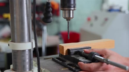 Using Drill Press to Drill Hole in Wood