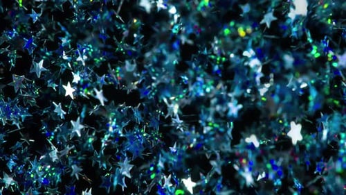 Abstract Shiny Stars Background Falling on Black