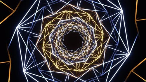 Lighting Blue And Yellow Neon Grided Lines Background Vj Loopin In 4K