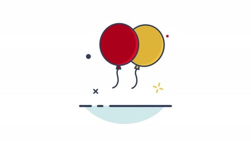 Floating Celebration Balloons Flat Design Animation