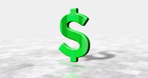 Glossy Green 3D Dollar Sign Spinning Animation