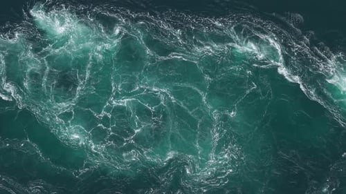 Powerful Turquoise Currents Churn and Twist in Dramatic Whirlpools at Saltstraumen, Norway - High