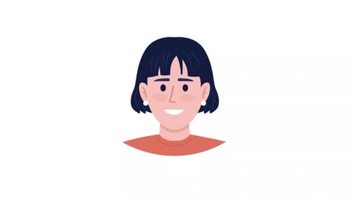 Animated Woman Avatar Frowning and Smiling Expression