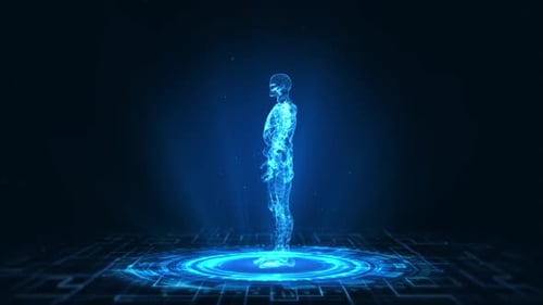 Futuristic Digital Hologram Of A Human Figure