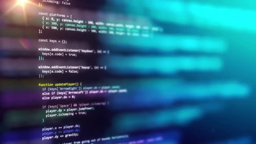 Code informatique coloré sur fond d'écran numérique