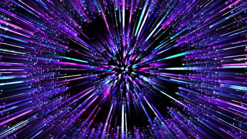 Abstract Neon Light Rays Warp Speed Tunnel