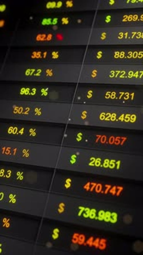 Loop 3D market table with red green yellow quotes and arrows