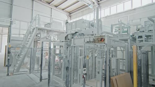 Marble Factory Interior With Industrial Machines