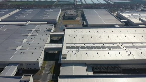 Factory building in city