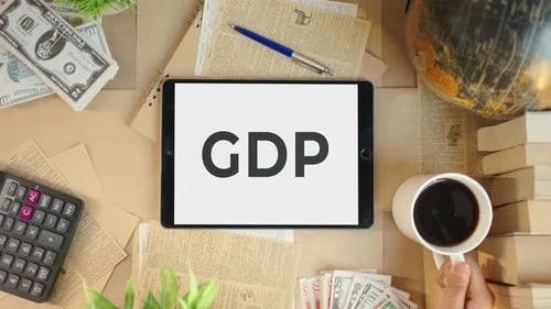 GDP DISPLAYING ON FINANCE TABLET SCREEN