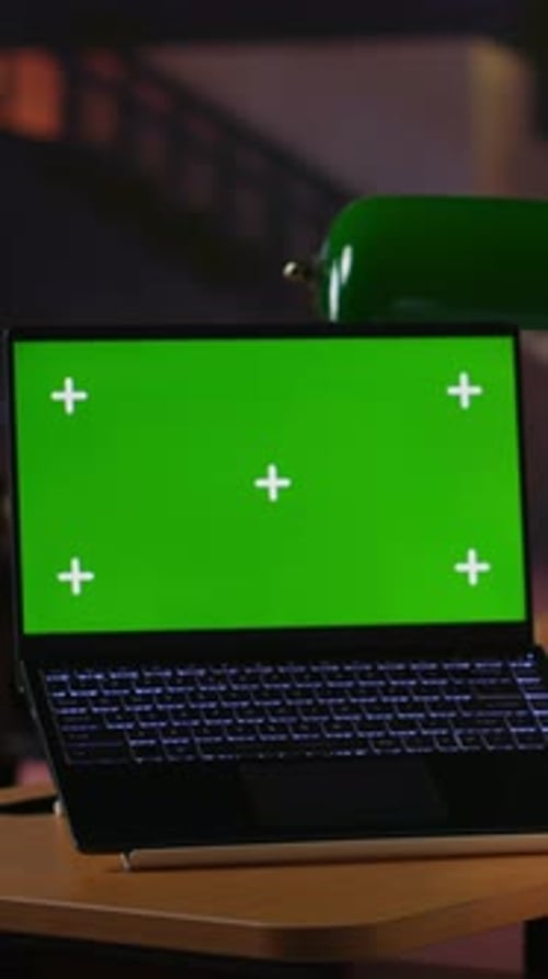 Vertical Video Focused Schoolgirl Engaged in Academic Tasks with Green Screen at a Library