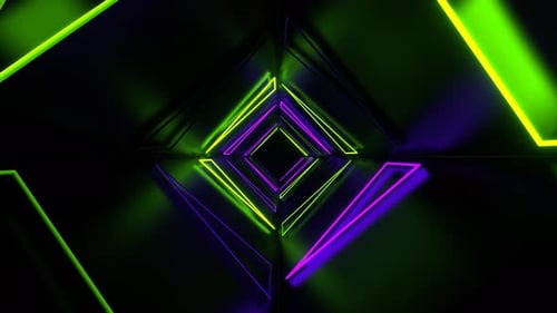 Purple And Green Neon Triangles Tunnel Background Vj Loop In 4K