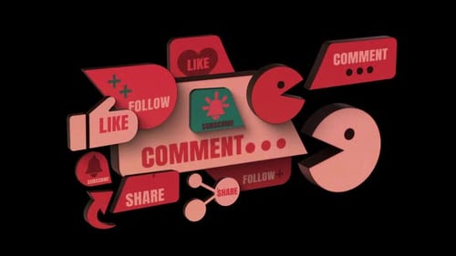 Grouped Cluster Of 3D Social Icons