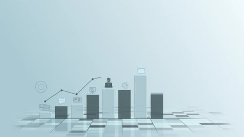 Business Analytics Data Growth with Bar Chart and Icons