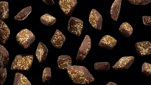 Nahtlose schwimmende Schwarzkümmelbrote auf Alpha