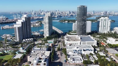 Miami Beach Skyline At Miami Beach In Florida United States.