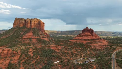 Majestic Red Rock Buttes Under Dramatic Desert Sky In Sedona Arizona