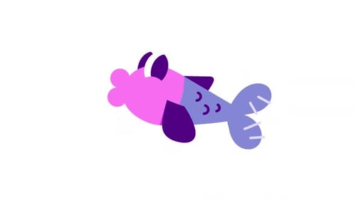 Cute Animated Flat Design Fish Icon Loop