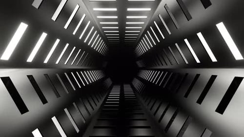 White Neon Bright Light Hex Tunnel Background Vj Loop In 4K
