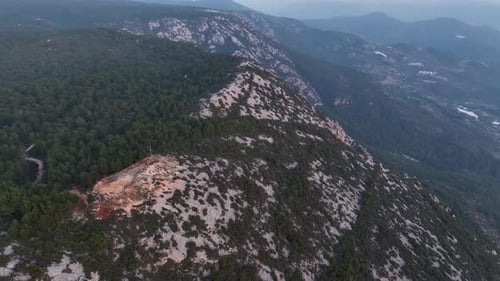 Mountain Landscape with a Beautiful View of the Fir Forest From a Bird'seye View