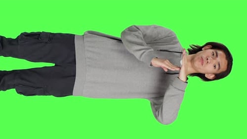 Front View of Person Does Timeout Gesture with Hands