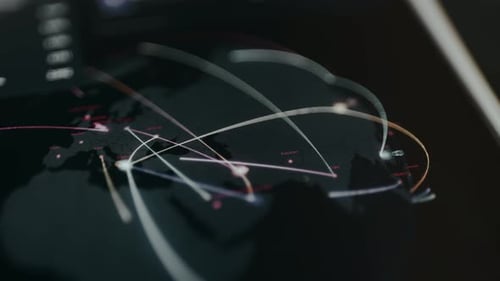 Global Connections Animated Map with Connecting Data Lines