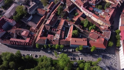 AERIAL Vilnius Old Town Flyby, Lithuania