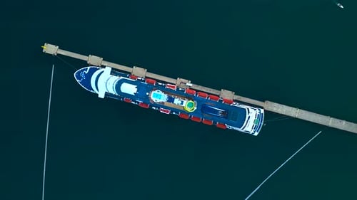 Aerial View Impressive Cruise Liner at Alanya's Port