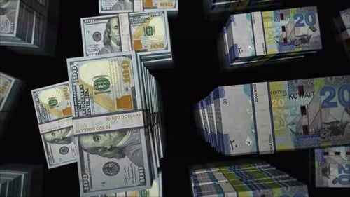 US Dollar and Kuwait Dinar money exchange loop