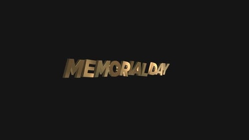 Memorial Day 3D Text Gold Alpha Channel