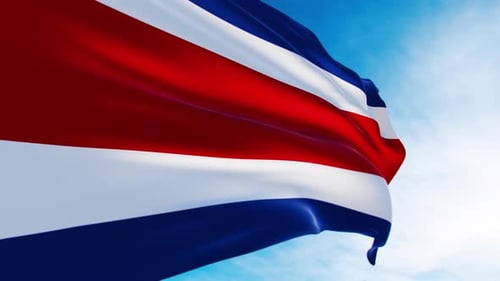 Realistic Waving Flag Animation on Blue Sky