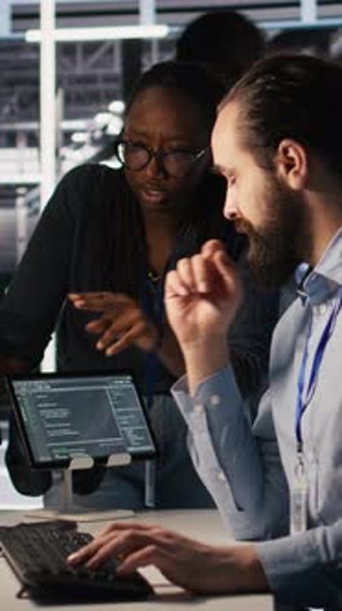 Vertical Video Teamworking System Administrators in Data Center Using AI Automation