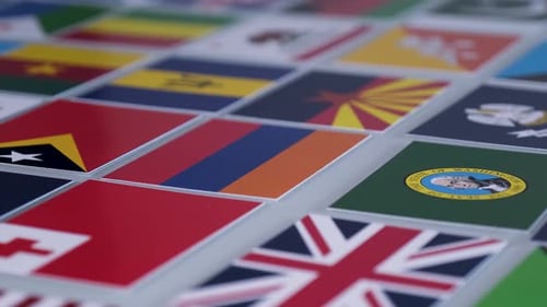 Flags of Countries and US States Close Up