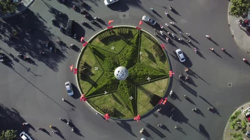 Aerial view of roundabout at downtown of Nha Trang, Vietnam