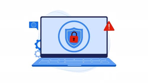 Avertissement concernant les données d'animation de protection et de sécurité. Idéal pour la cybersécurité.