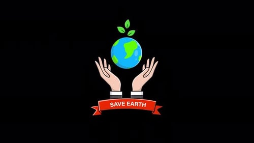 Animated Hands Holding Earth with Growing Plants for Environmental Protection