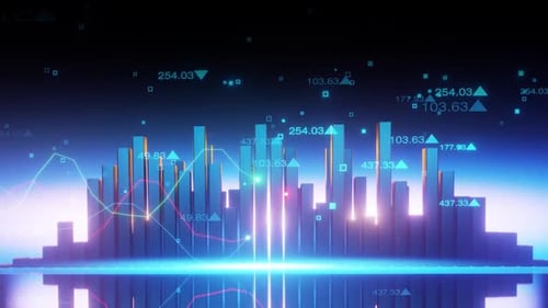 Futuristic Digital Financial Data Analysis Bar Graph Animation