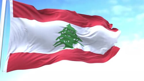 Lebanon Flag Waving in Realistic Fabric Animation