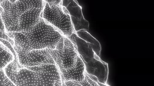 Glowing Particle Wave Moving On Black Background, Futuristic Loop Animation Of Particle Wave, Digita