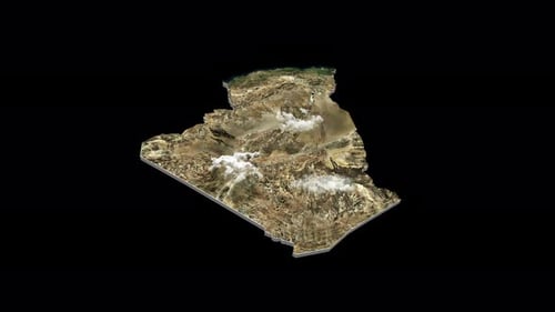 3D Rotating Map of Algeria with Realistic Satellite View