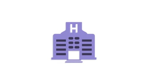 Flat Design Hospital Building Icon Animation