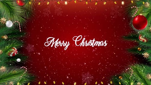 Elegant Christmas Frame with Snow and Merry Christmas Text