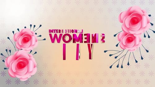 International Women's Day Title Animation with Elegant Pink Roses