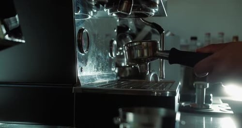 Steaming Espresso Machine Brews Hot Coffee