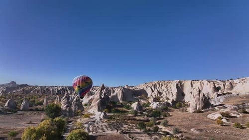 Colorful Lonely Balloon In The Valley Of Love In Cappadocia