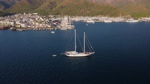 Aerial view of yachts in Marmaris Marina, Turkey