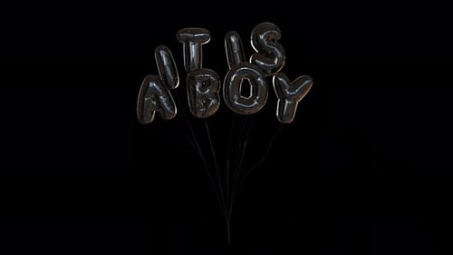 Shiny Black Floating It's A Boy Balloon Reveal