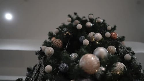 Christmas Tree with Decorative Balls and Lights