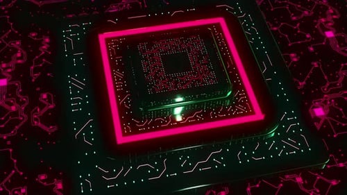 3D Chip with Neon Lines